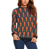 Carrot Face Pattern Print Women Crewneck Sweatshirt-grizzshop