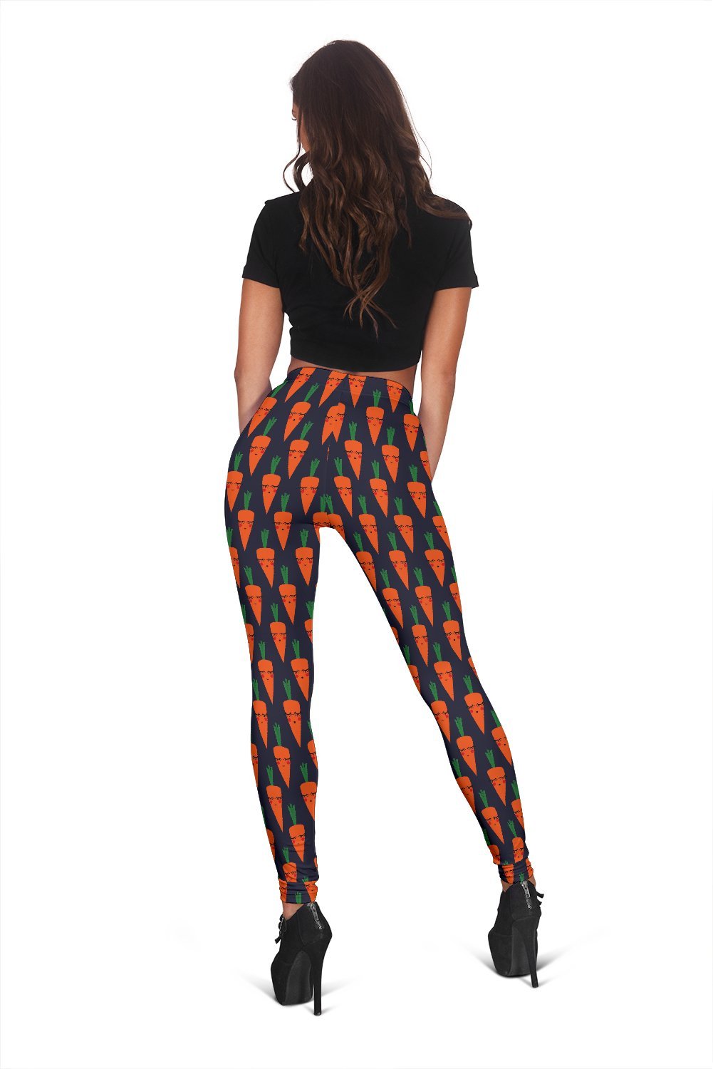 Carrot Face Pattern Print Women Leggings-grizzshop