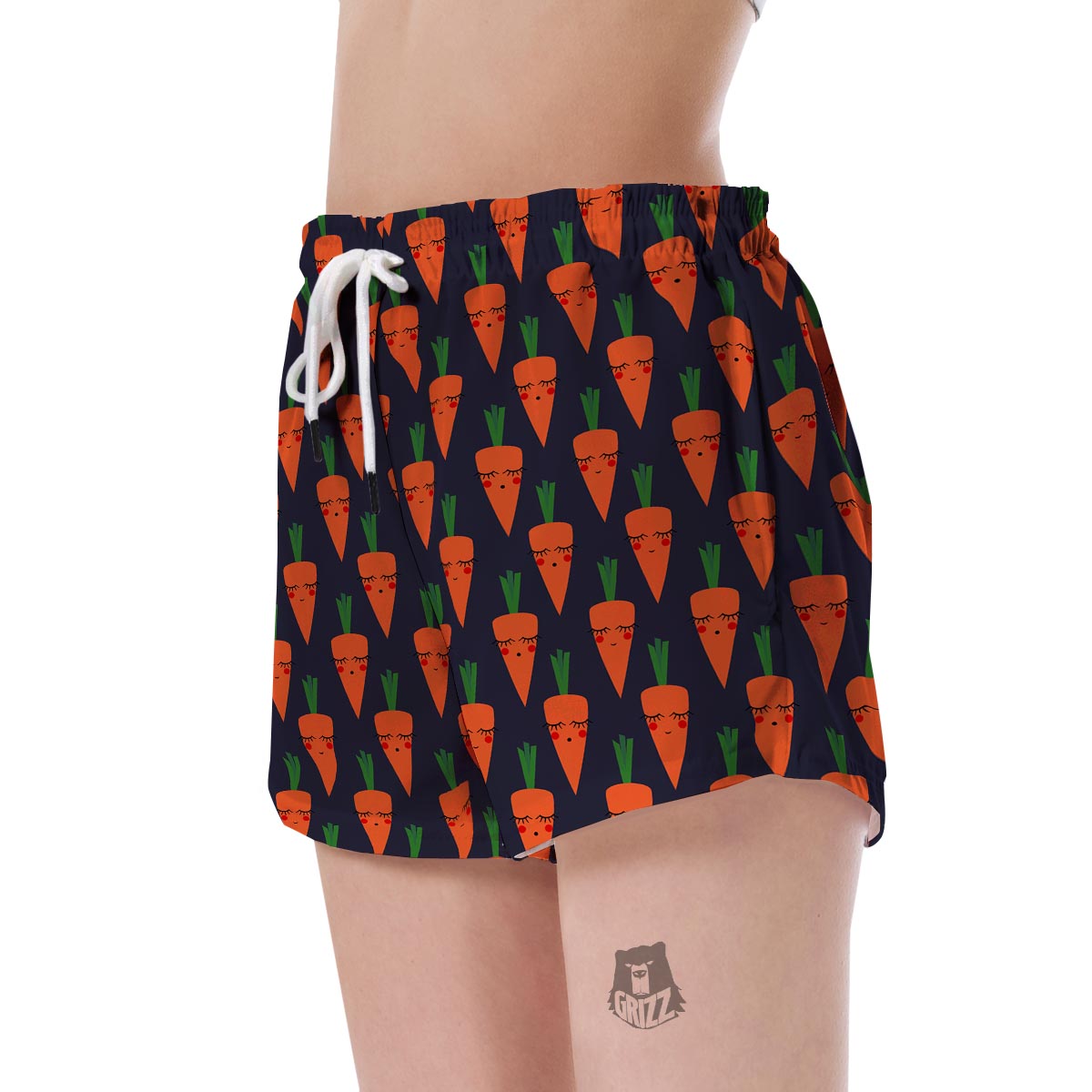 Carrot Face Pattern Print Women's Shorts-grizzshop