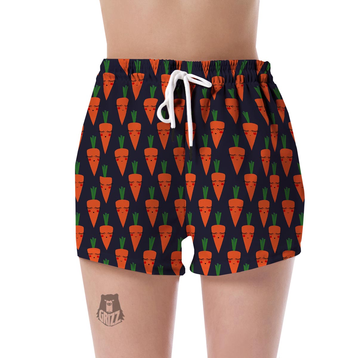 Carrot Face Pattern Print Women's Shorts-grizzshop