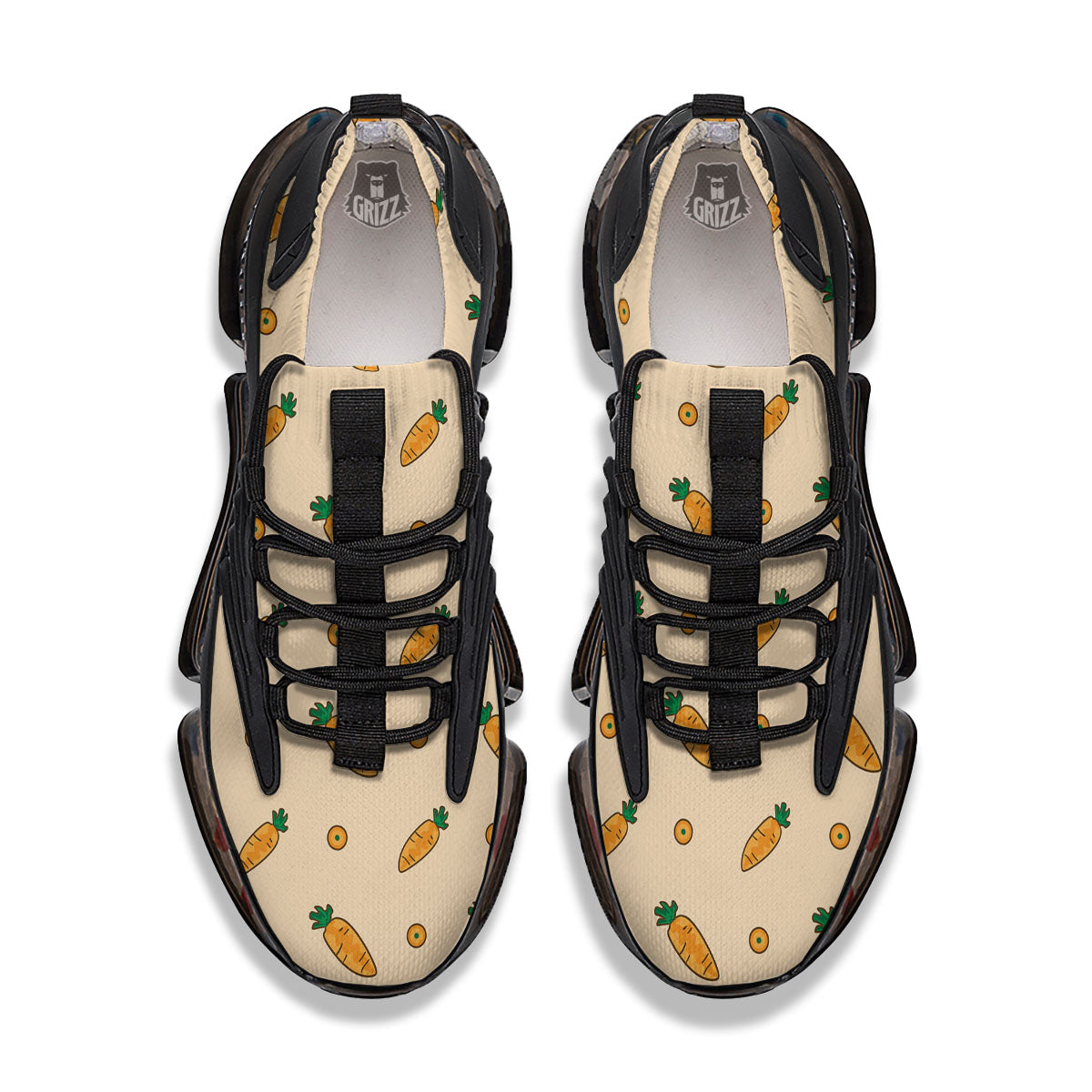 Carrot Little Print Pattern Black Gym Shoes-grizzshop