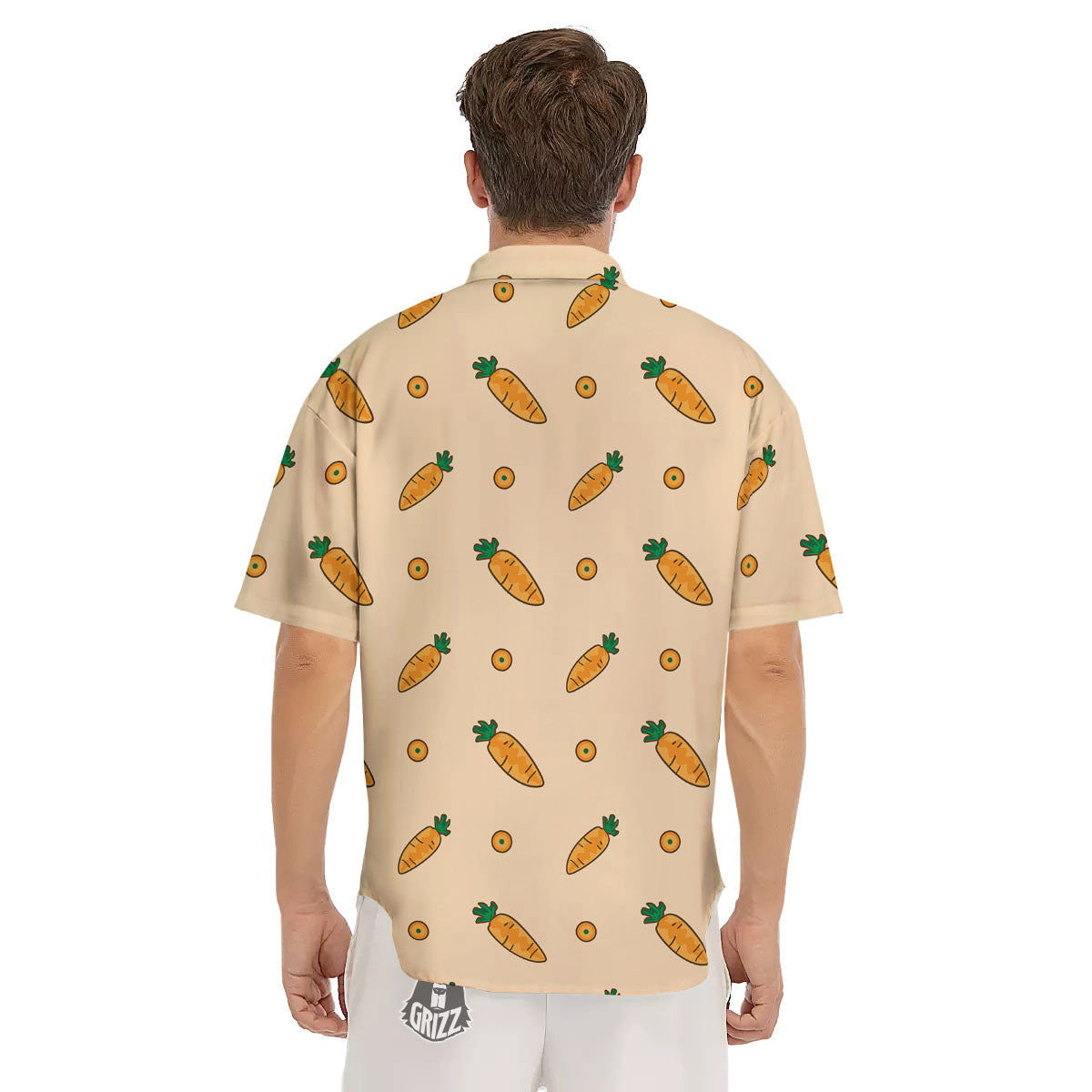 Carrot Little Print Pattern Men's Short Sleeve Shirts-grizzshop