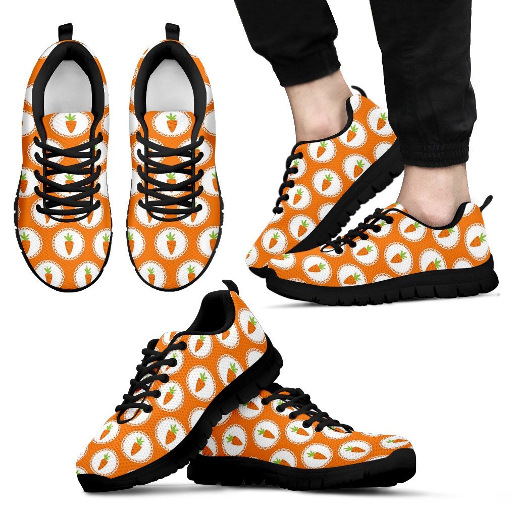 Carrot Pattern Print Black Sneaker Shoes For Men Women-grizzshop