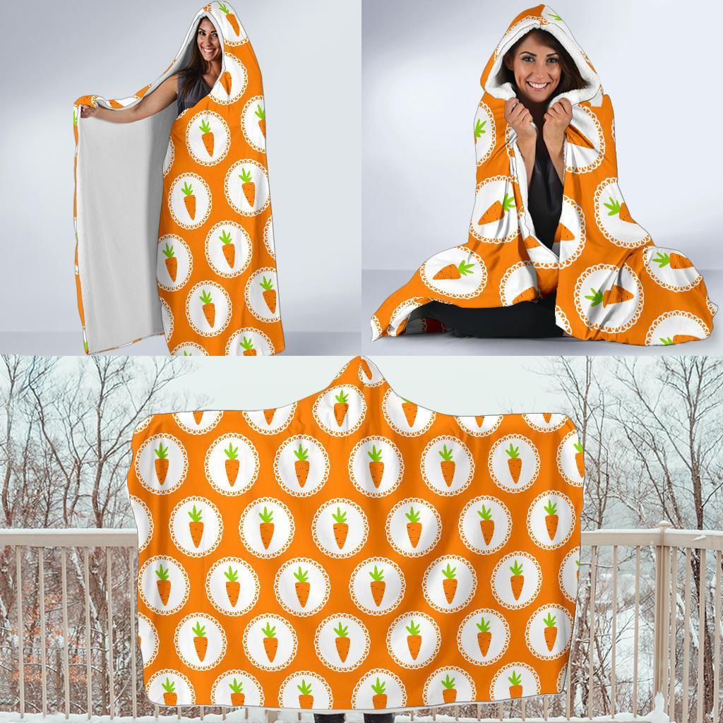 Carrot Pattern Print Hooded Blanket-grizzshop