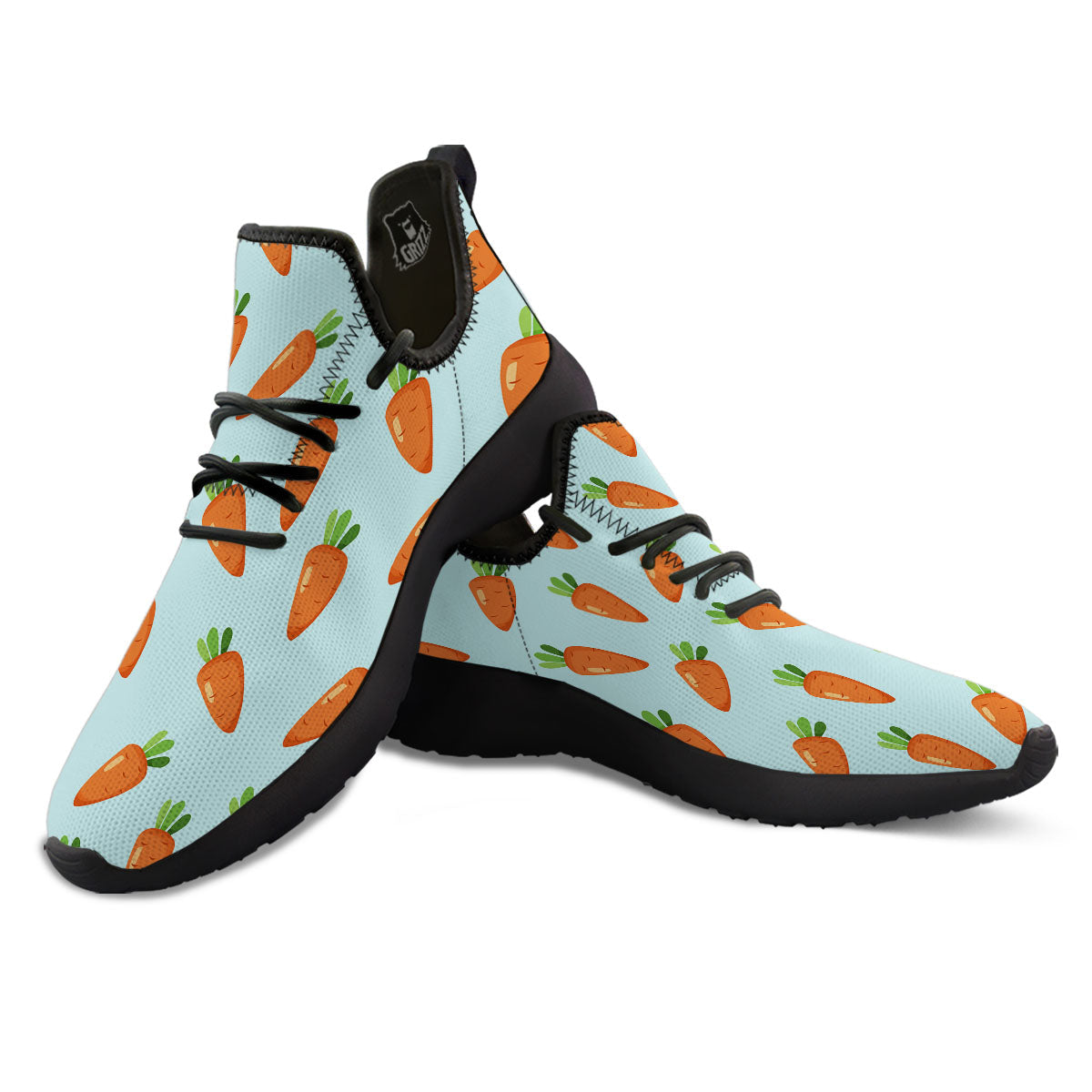 Carrot Print Pattern Black Athletic Shoes-grizzshop
