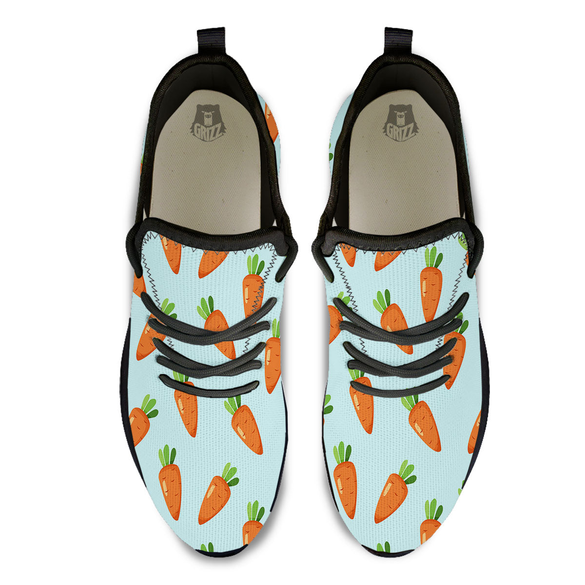 Carrot Print Pattern Black Athletic Shoes-grizzshop