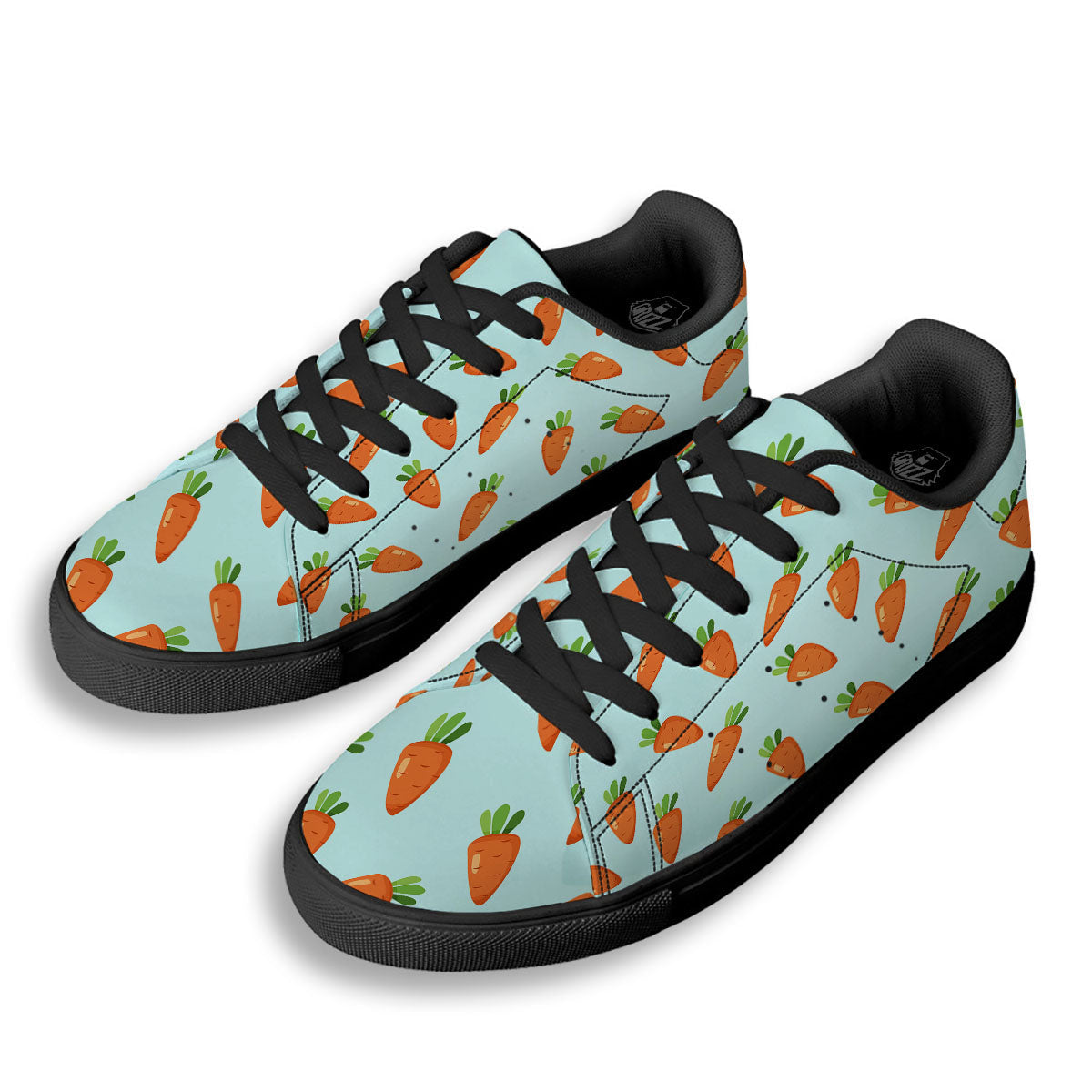 Carrot Print Pattern Black Low Top Sneakers-grizzshop