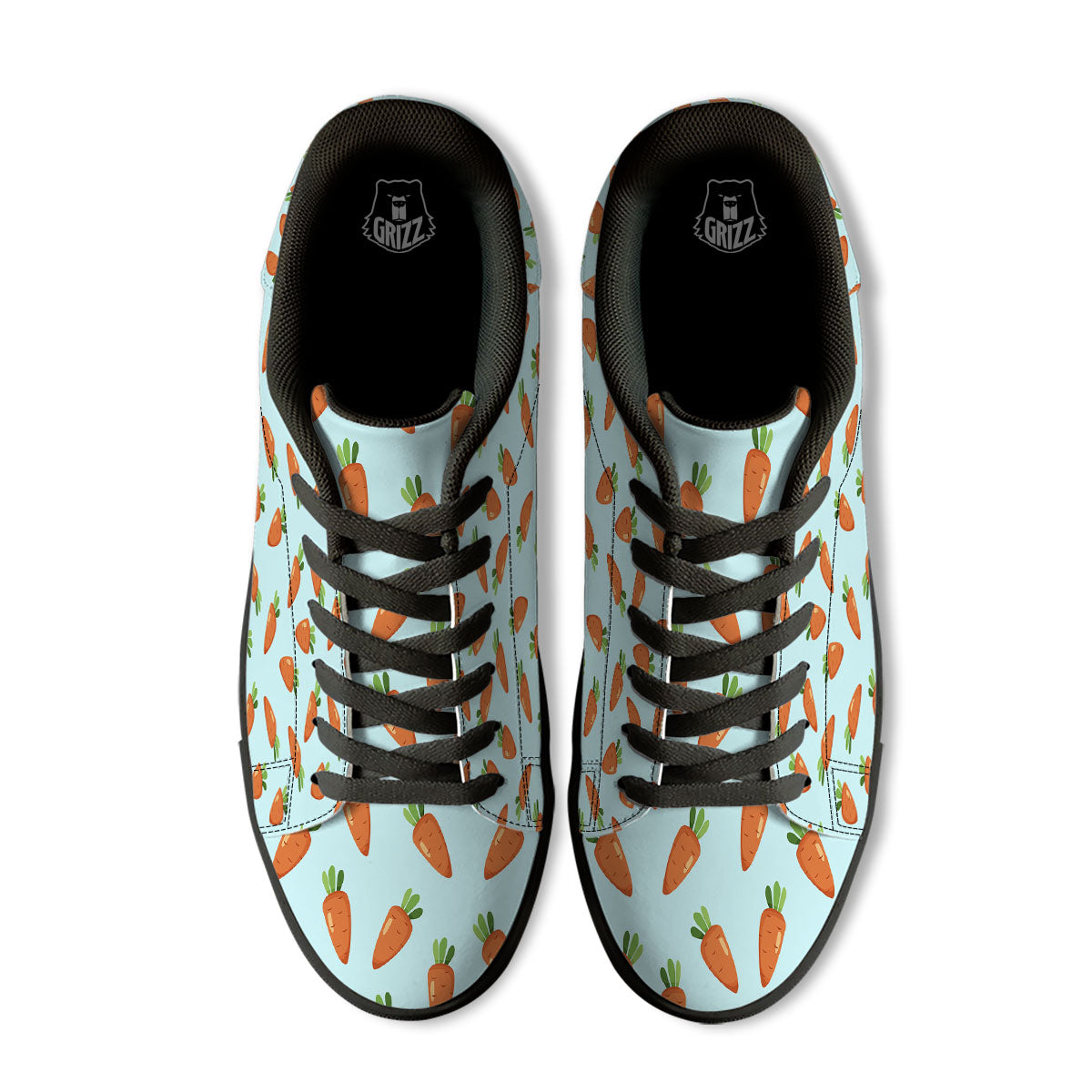 Carrot Print Pattern Black Low Top Sneakers-grizzshop