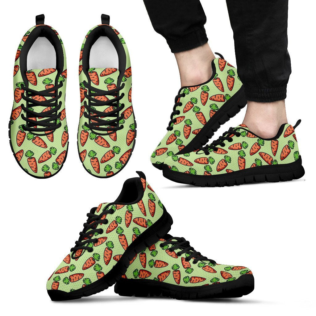 Carrot Print Pattern Black Sneaker Shoes For Men Women-grizzshop