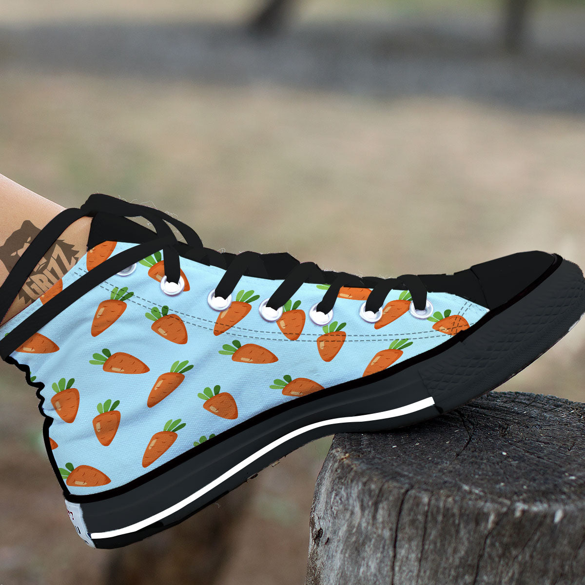 Carrot Print Pattern High Top Shoes-grizzshop