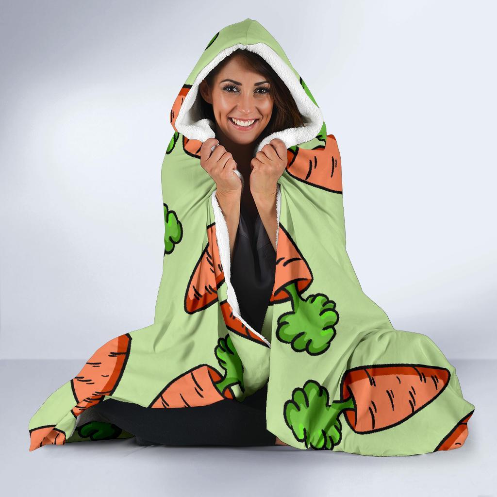 Carrot Print Pattern Hooded Blanket-grizzshop