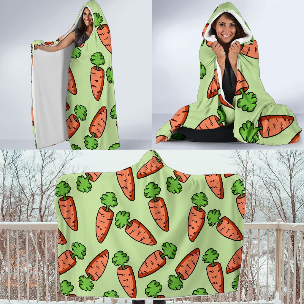 Carrot Print Pattern Hooded Blanket-grizzshop