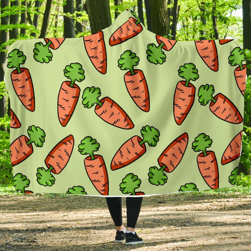 Carrot Print Pattern Hooded Blanket-grizzshop