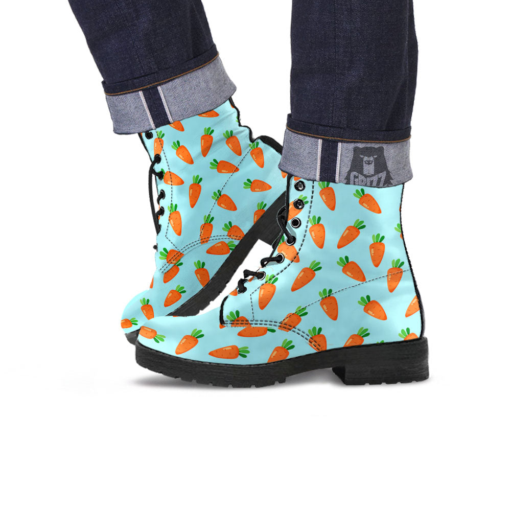 Carrot Print Pattern Leather Boots-grizzshop