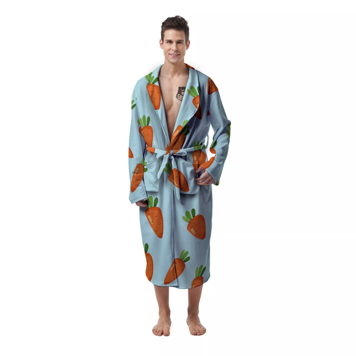 Carrot Print Pattern Men's Robe-grizzshop