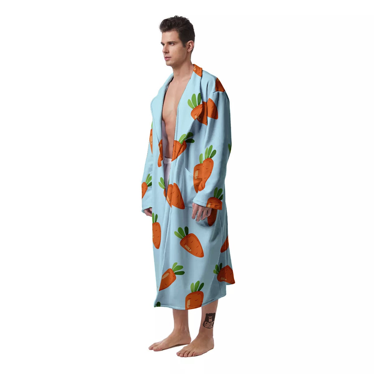 Carrot Print Pattern Men's Robe-grizzshop