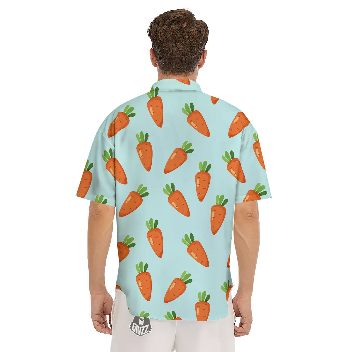 Carrot Print Pattern Men's Short Sleeve Shirts-grizzshop