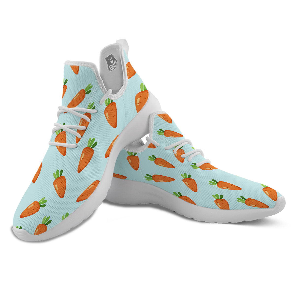 Carrot Print Pattern White Athletic Shoes-grizzshop