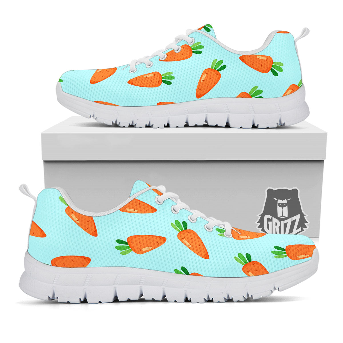Carrot Print Pattern White Sneaker-grizzshop