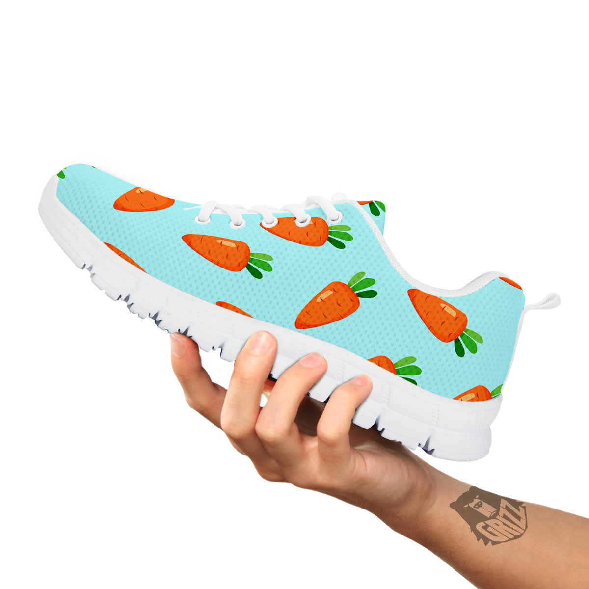 Carrot Print Pattern White Sneaker-grizzshop
