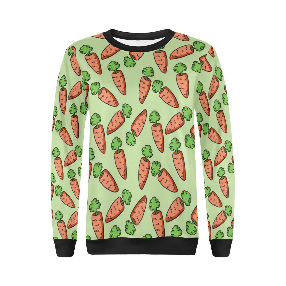 Carrot Print Pattern Women Crewneck Sweatshirt-grizzshop