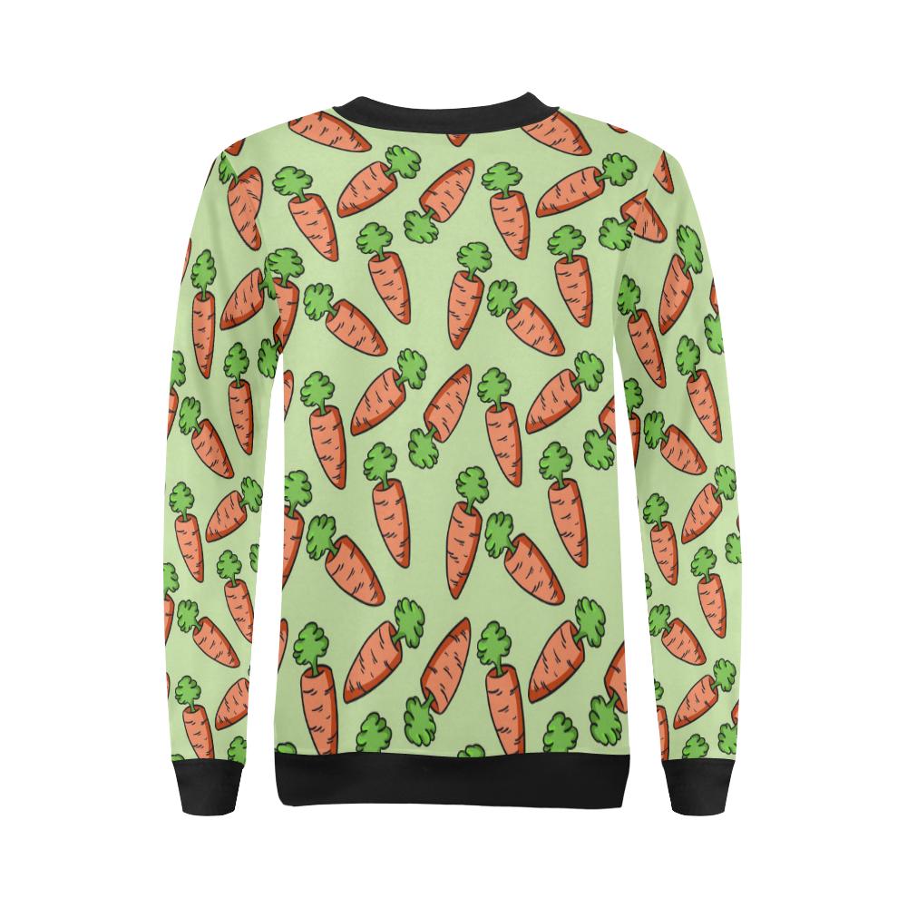 Carrot Print Pattern Women Crewneck Sweatshirt-grizzshop