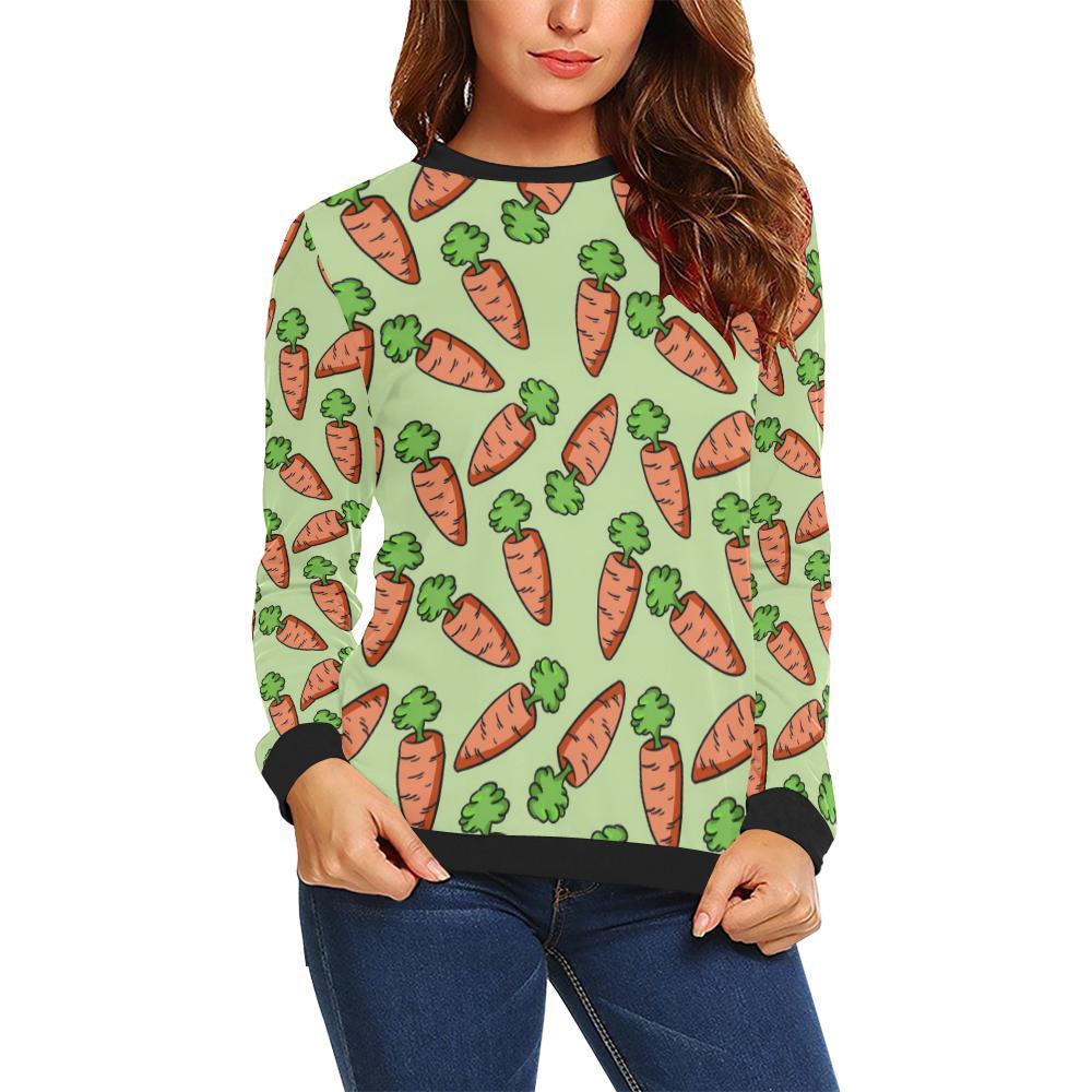 Carrot Print Pattern Women Crewneck Sweatshirt-grizzshop