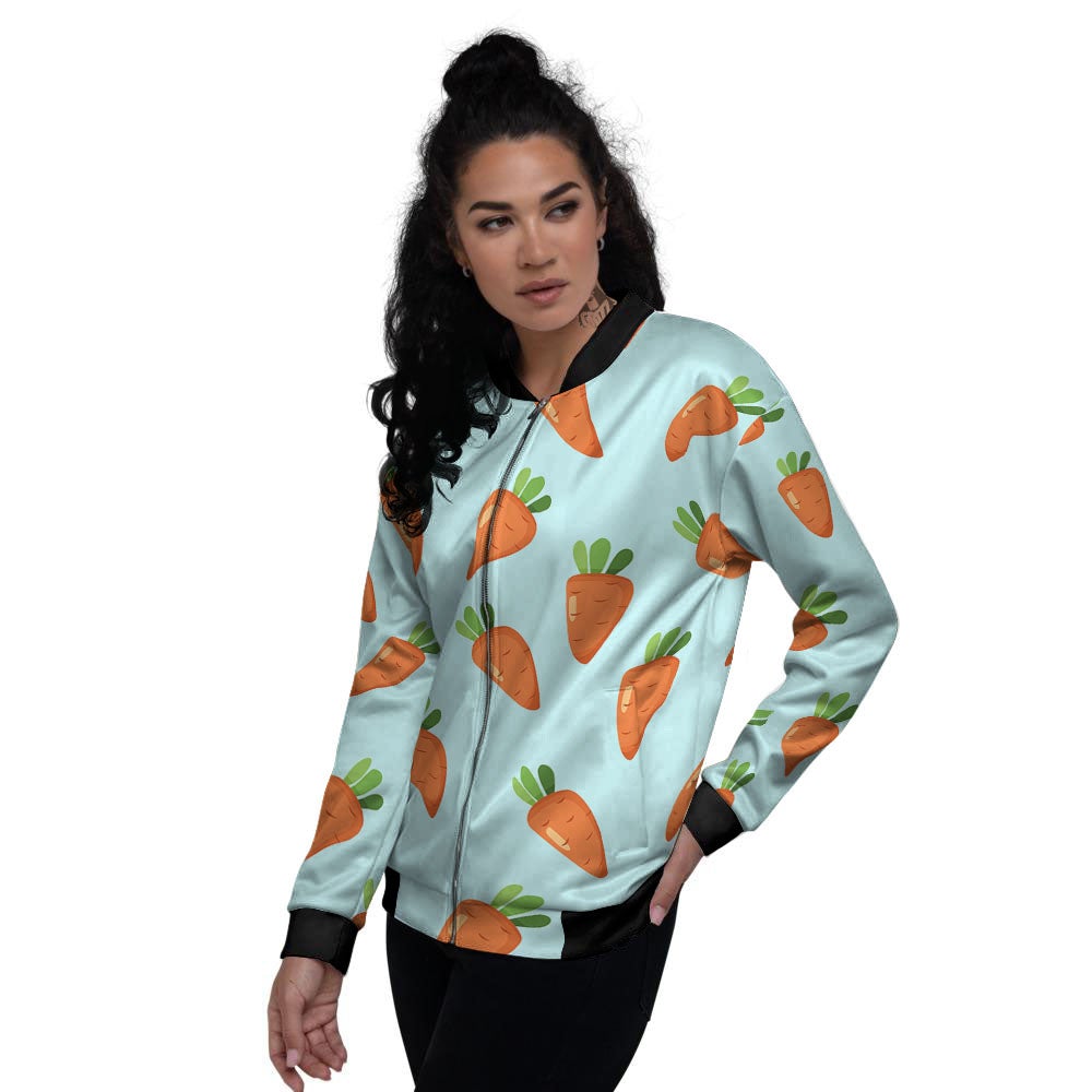 Carrot Print Pattern Women's Bomber Jacket-grizzshop