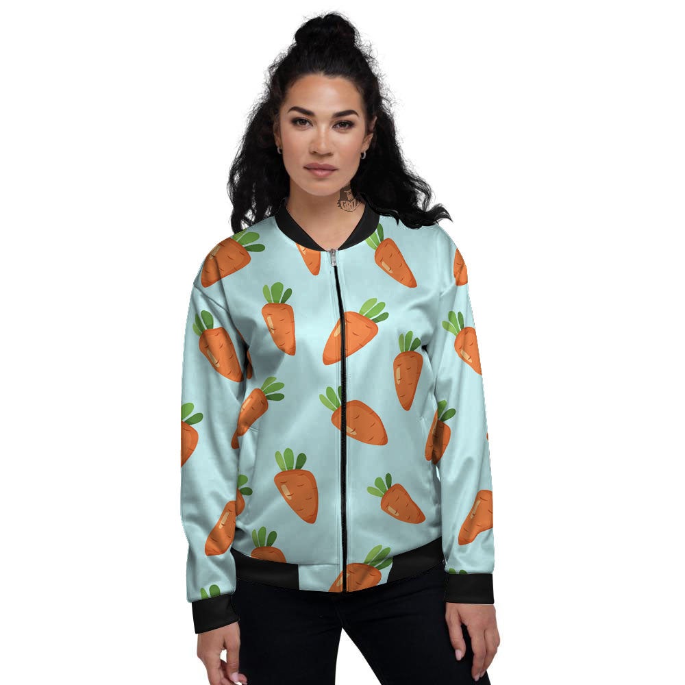 Carrot Print Pattern Women's Bomber Jacket-grizzshop