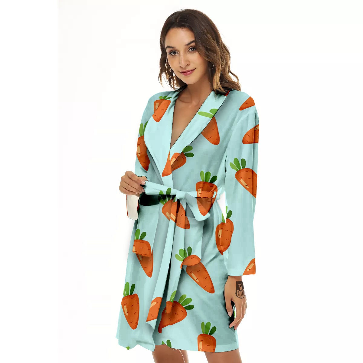 Carrot Print Pattern Women's Robe-grizzshop