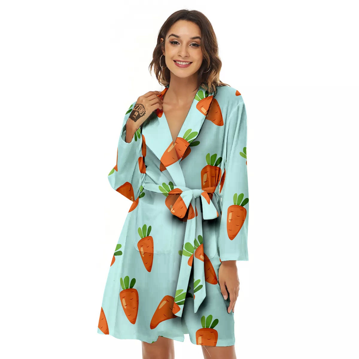 Carrot Print Pattern Women's Robe-grizzshop