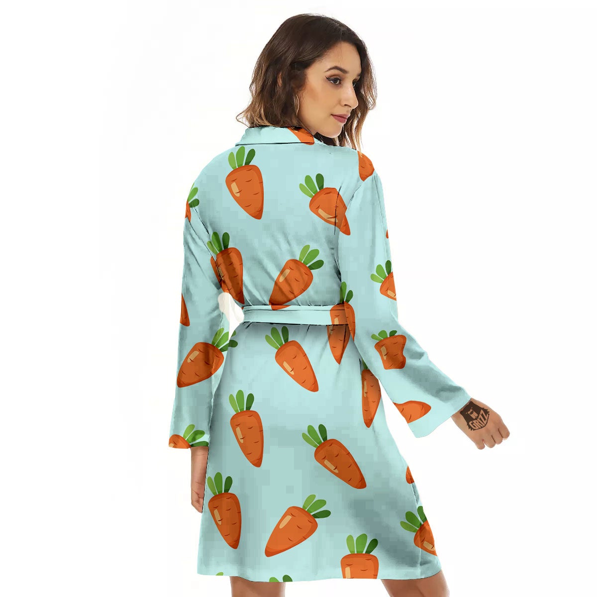 Carrot Print Pattern Women's Robe-grizzshop