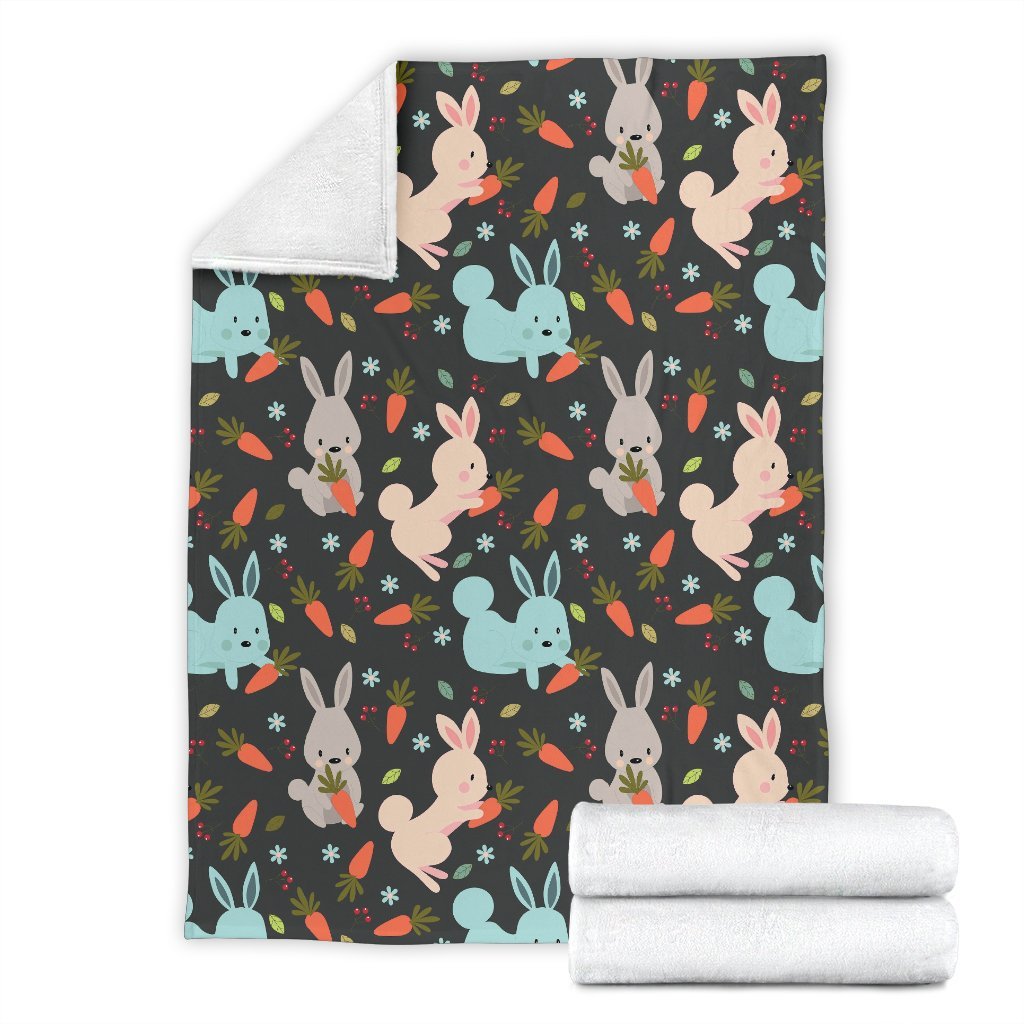 Carrot Rabbit Bunny Pattern Print Blanket-grizzshop