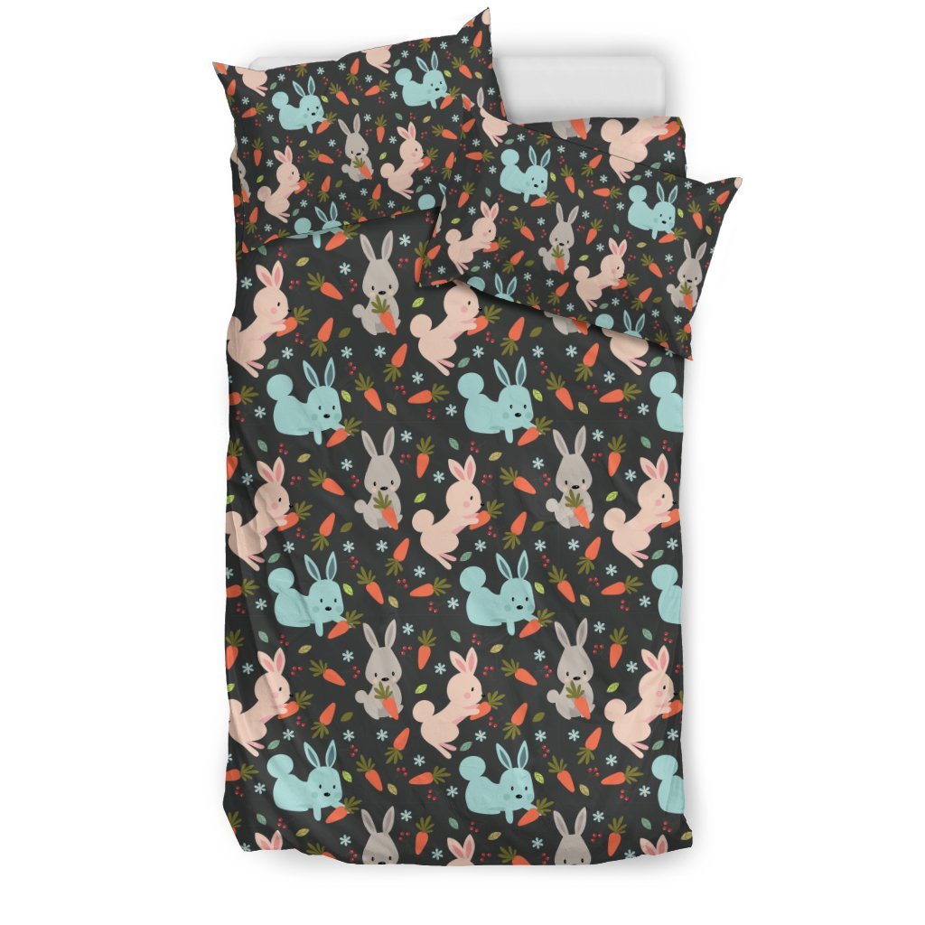 Carrot Rabbit Bunny Pattern Print Duvet Cover Bedding Set-grizzshop