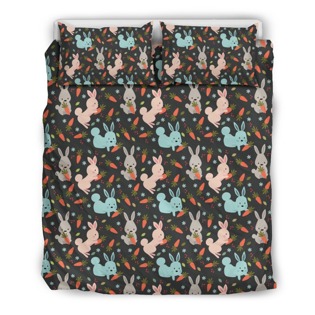 Carrot Rabbit Bunny Pattern Print Duvet Cover Bedding Set-grizzshop