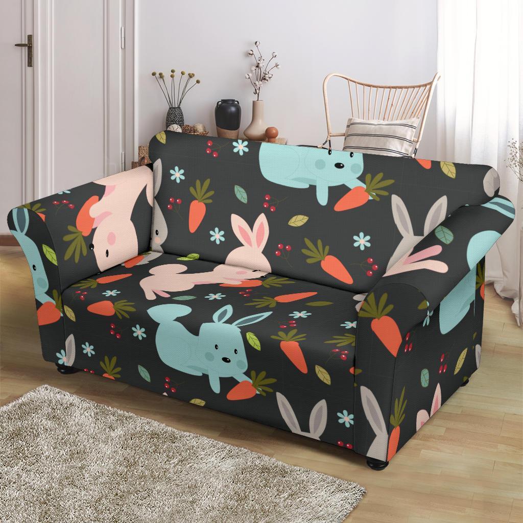 Carrot Rabbit Bunny Pattern Print Loveseat Cover-grizzshop