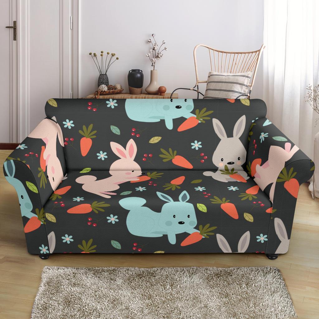 Carrot Rabbit Bunny Pattern Print Loveseat Cover-grizzshop