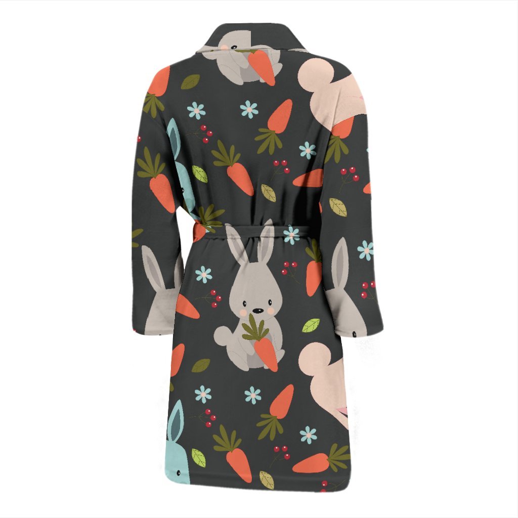 Carrot Rabbit Bunny Pattern Print Men Long Robe-grizzshop