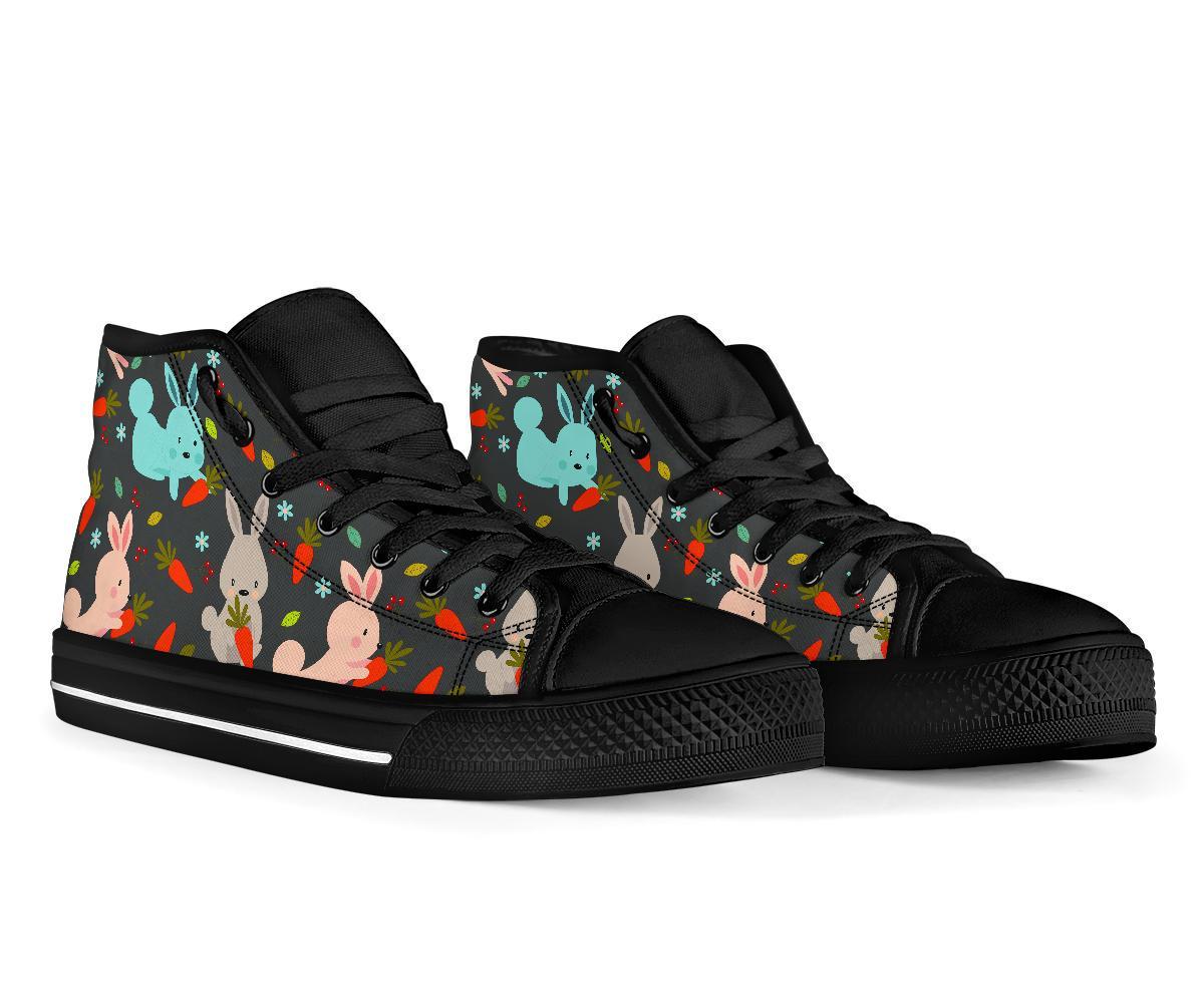 Carrot Rabbit Bunny Pattern Print Men Women's High Top Shoes-grizzshop