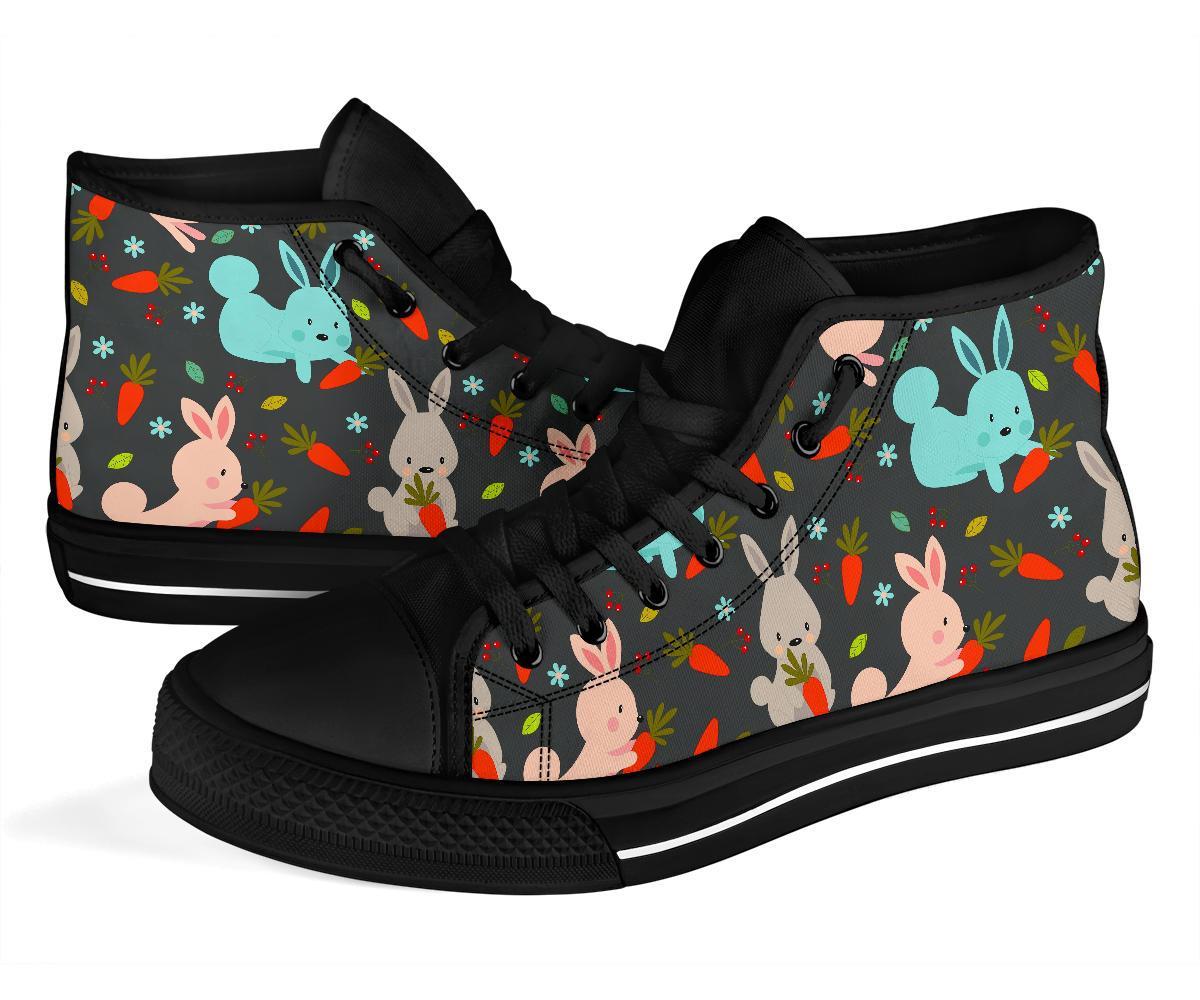 Carrot Rabbit Bunny Pattern Print Men Women's High Top Shoes-grizzshop