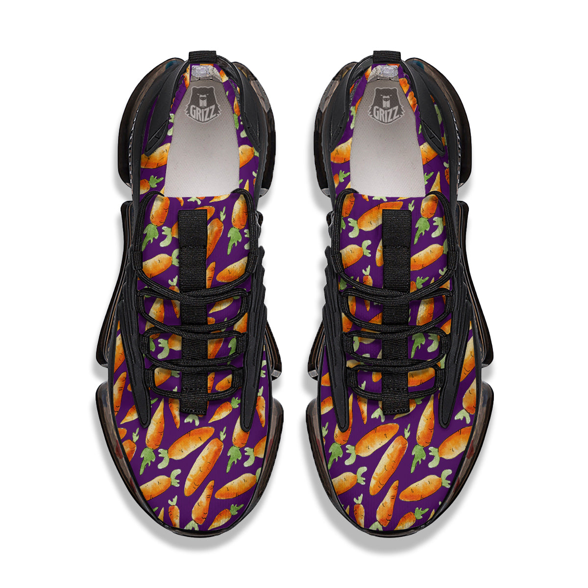 Carrot Watercolor Print Pattern Black Gym Shoes-grizzshop