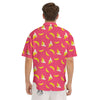 Cartoon Banana Pink Print Pattern Men's Short Sleeve Shirts-grizzshop