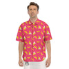 Cartoon Banana Pink Print Pattern Men's Short Sleeve Shirts-grizzshop