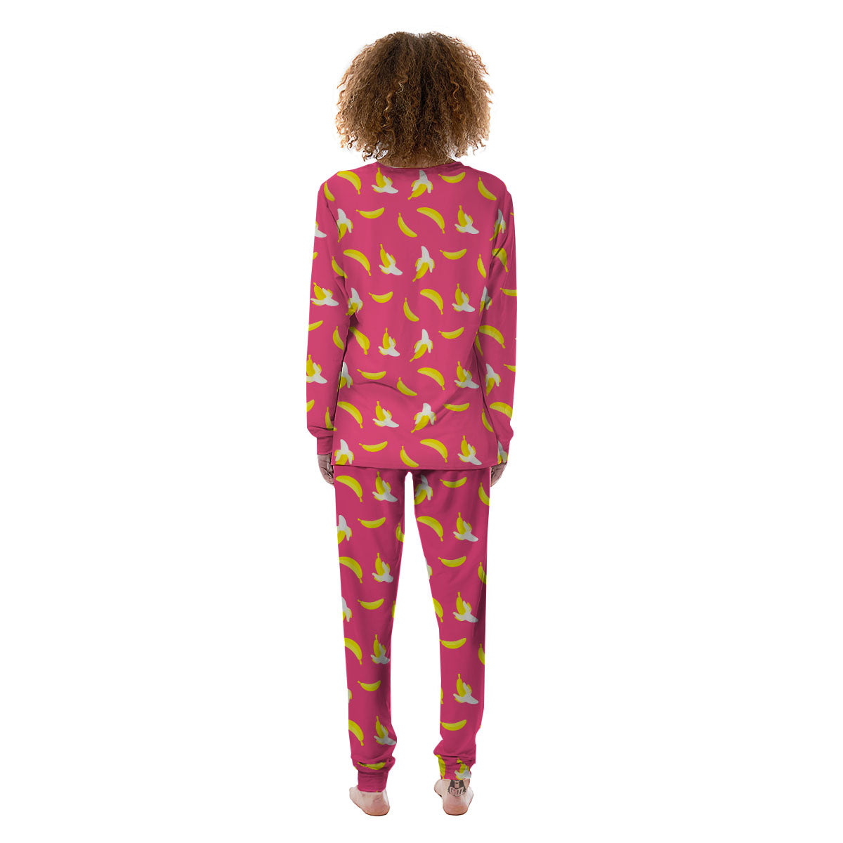 Cartoon Banana Pink Print Pattern Women's Pajamas-grizzshop