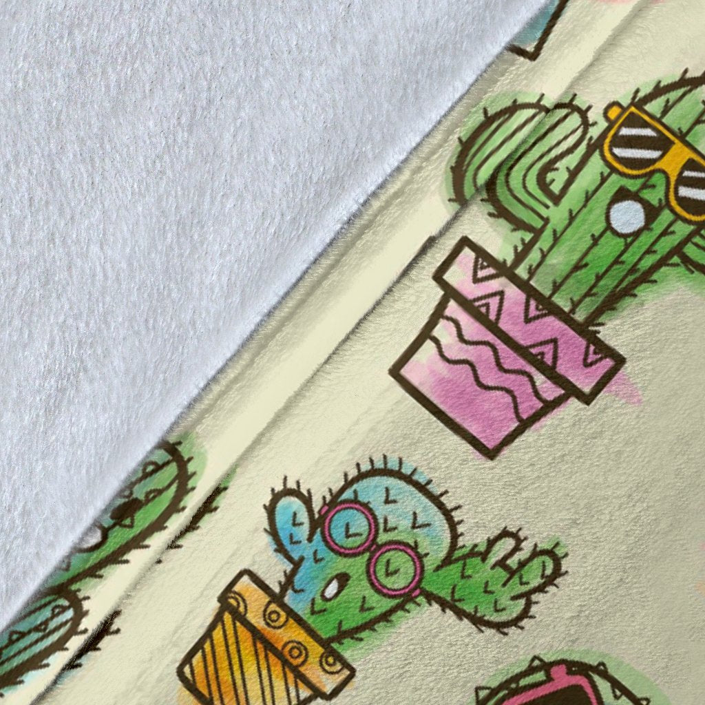 Cartoon Cactus Pattern Print Blanket-grizzshop