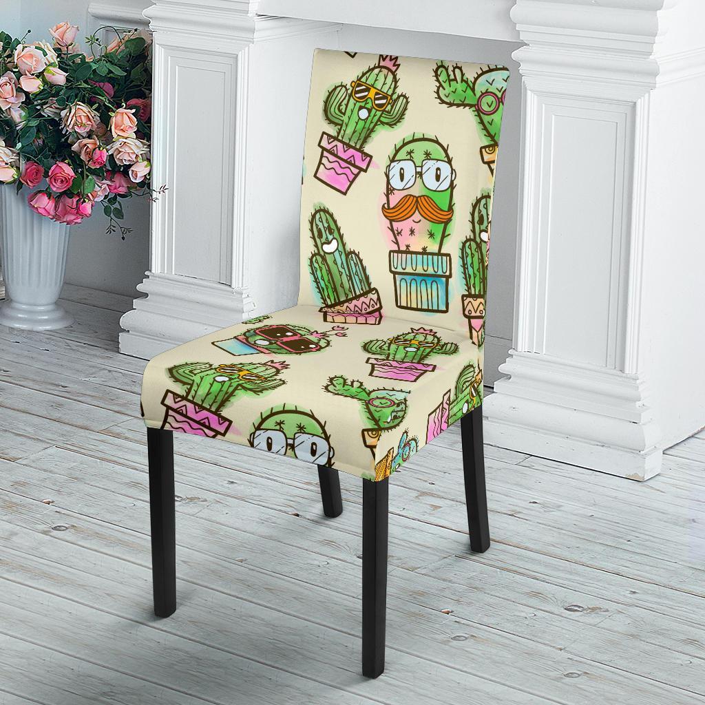 Cartoon Cactus Pattern Print Chair Cover-grizzshop