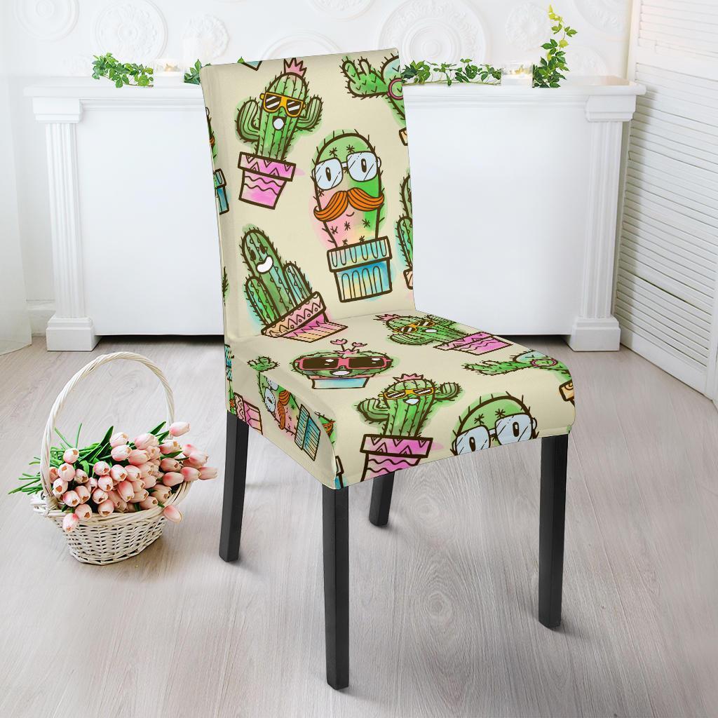 Cartoon Cactus Pattern Print Chair Cover-grizzshop