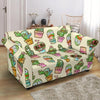 Cartoon Cactus Pattern Print Loveseat Cover-grizzshop