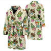 Cartoon Cactus Pattern Print Men Long Robe-grizzshop