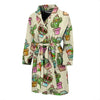 Cartoon Cactus Pattern Print Men Long Robe-grizzshop